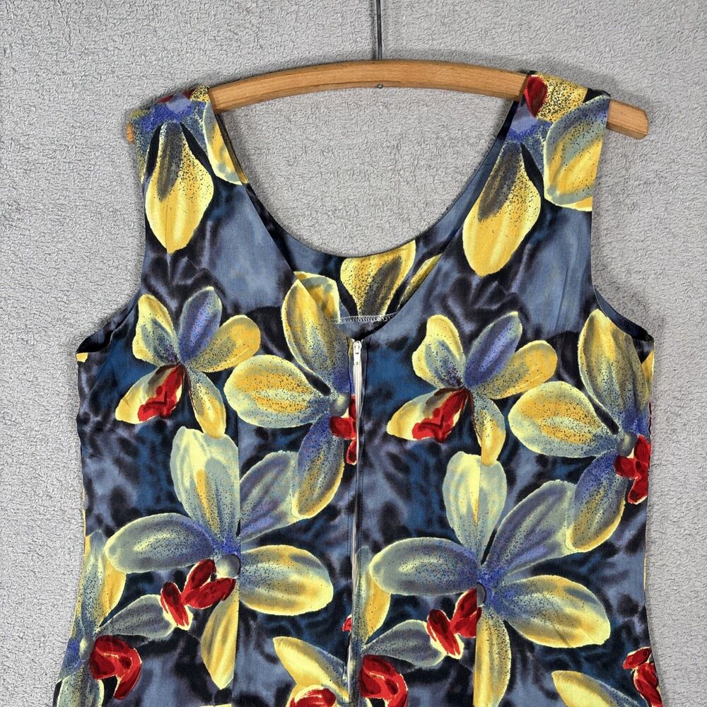 Vintage Paradise Found Hawaiian Mini Dress Women Size L Rayon Floral Aloha Retro - Picture 10 of 13